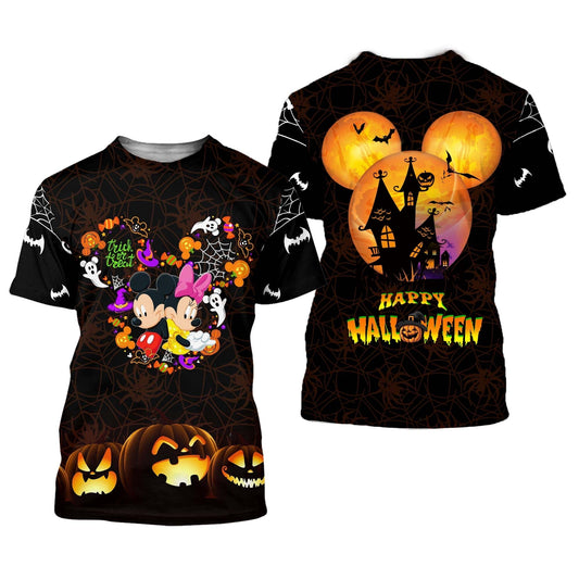  DN Halloween Shirt MN And MK Mouse In Halloween Night Happy Halloween Black T-shirt