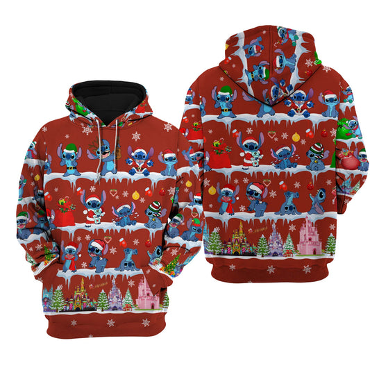  DN Christmas Hoodie Christmas Stitch Poses Pattern Hoodie