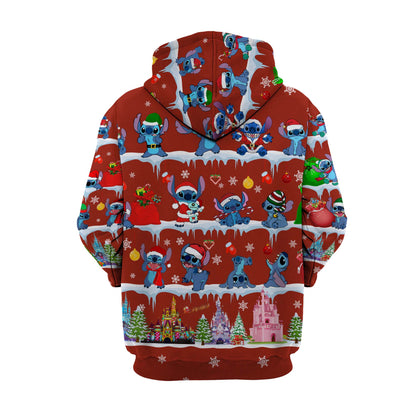  DN Christmas Hoodie Christmas Stitch Poses Pattern Hoodie