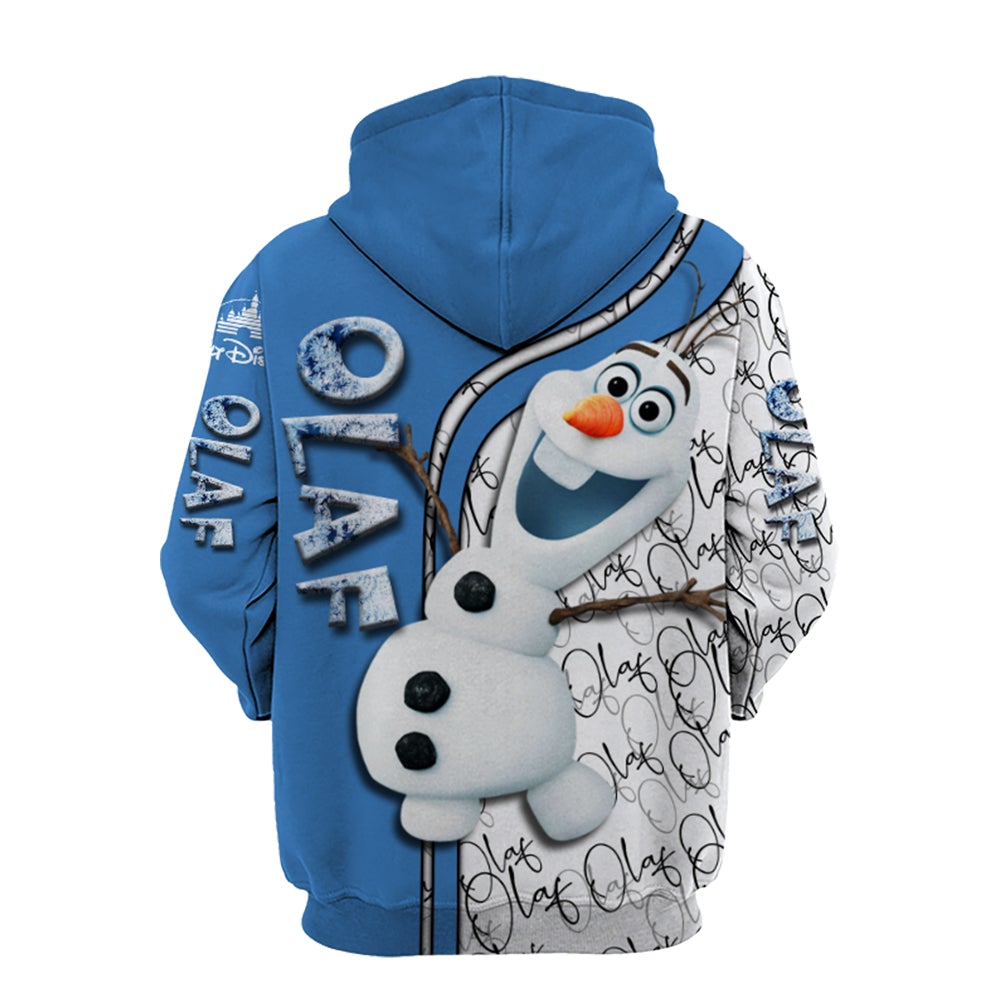  DN Frozen Hoodie Frozen Olaf Signature White Blue Hoodie