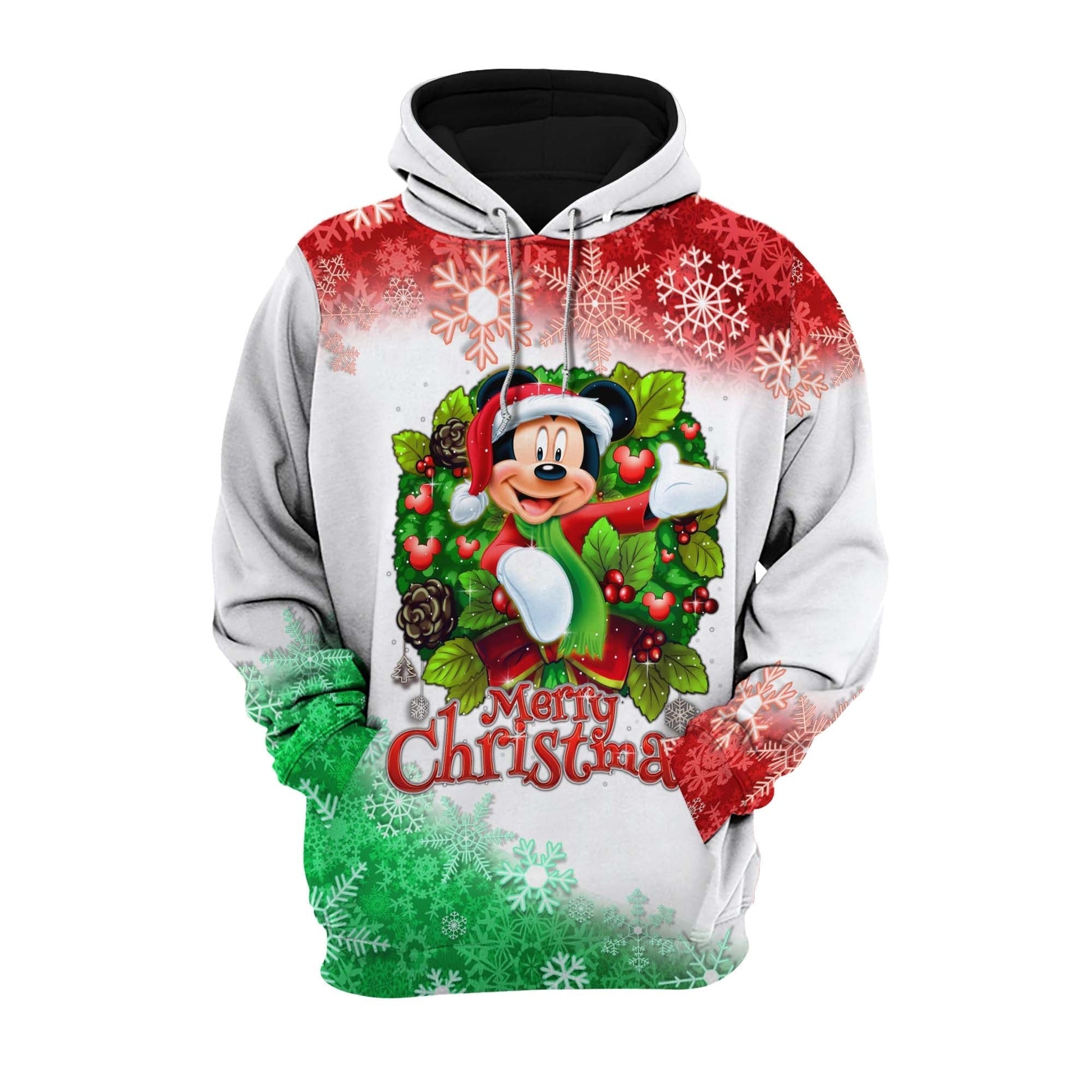  DN Christmas Shirt DN MK Mouse Christmas Wreath Mistletoe Red White Hoodie DN Christmas Hoodie