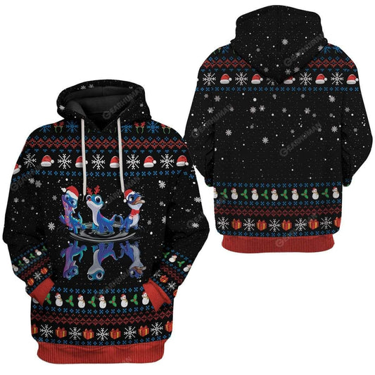  DN Christmas Shirt Frozen Hoodie Frozen Bruni Dance Christmas Pattern Black Hoodie