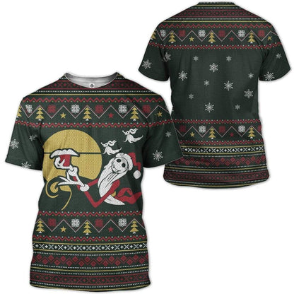  DN Christmas Shirt TNBC Hoodie Jack Skellington Santa Claus Chritmas Pattern Black Hoodie