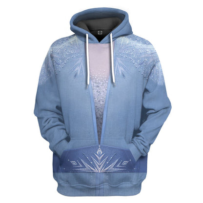  DN Frozen Hoodie Elsa Princess Suit Version 2 Custome T-shirt Elsa Hoodie