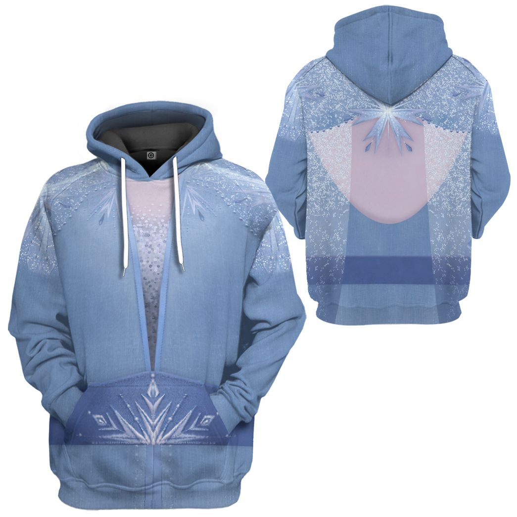  DN Frozen Hoodie Elsa Princess Suit Version 2 Custome T-shirt Elsa Hoodie