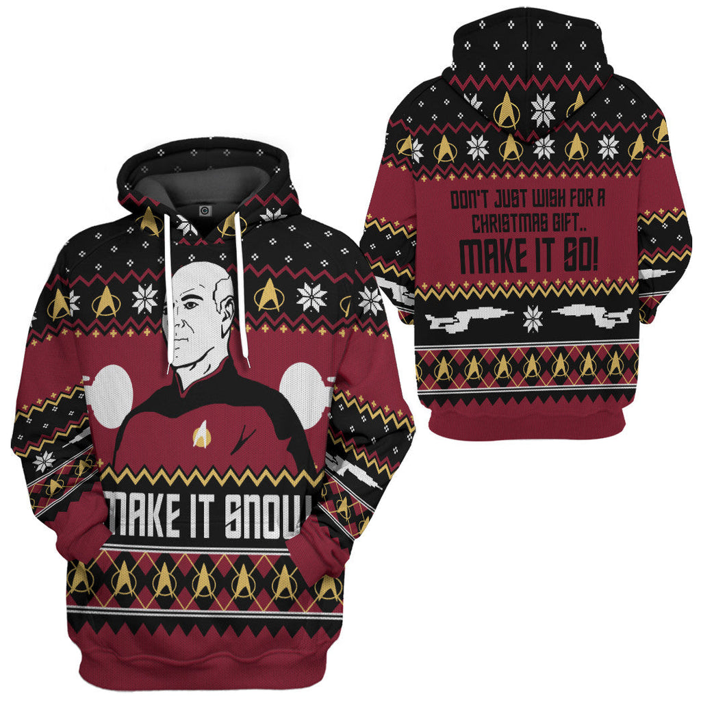  S.T Make It Snow With Captian Jean Luc Picard Christmas Custom Hoodie Tshirt Apparel