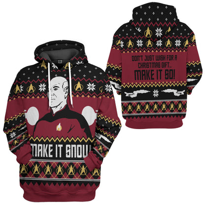  S.T Make It Snow With Captian Jean Luc Picard Christmas Custom Hoodie Tshirt Apparel