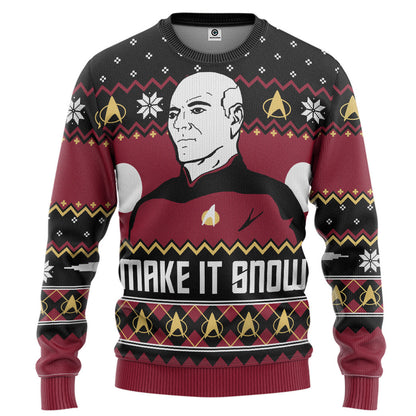  S.T Make It Snow With Captian Jean Luc Picard Christmas Custom Hoodie Tshirt Apparel