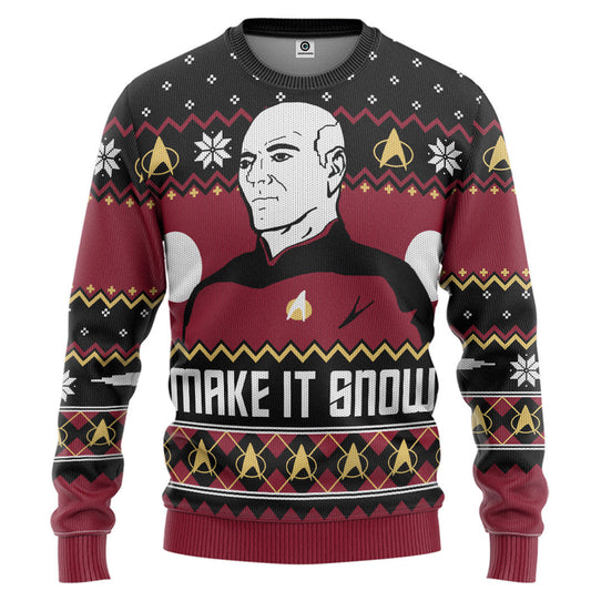  S.T Make It Snow With Captian Jean Luc Picard Christmas Custom Hoodie Tshirt Apparel