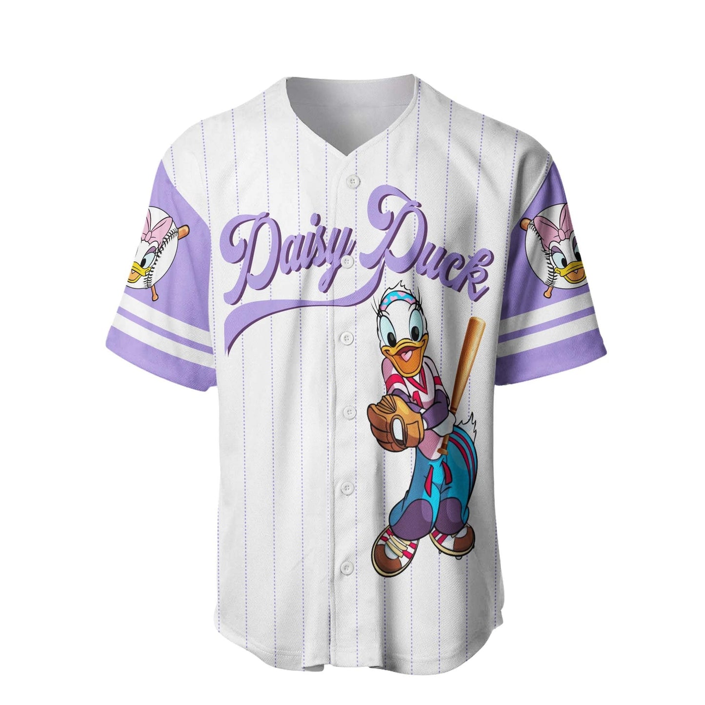Disney Jersey Disney Daisy Duck Playing Sport As Hitter Character Patterns White Jersey Shirt Baseball Daisy Duck...