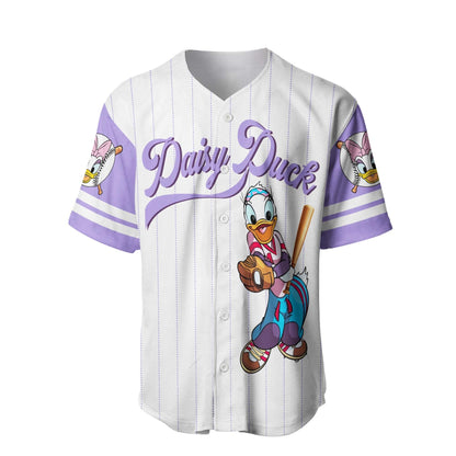 Disney Jersey Disney Daisy Duck Playing Sport As Hitter Character Patterns White Jersey Shirt Baseball Daisy Duck...