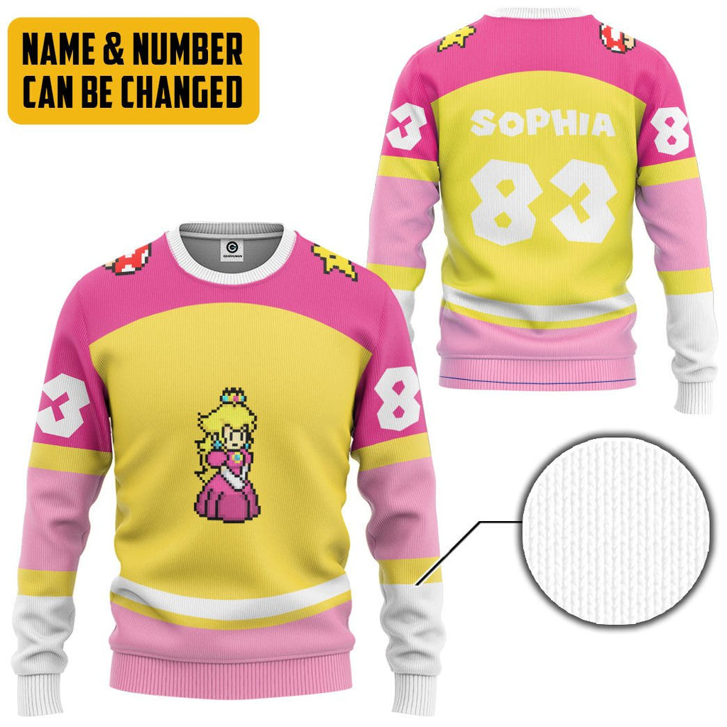  Princess Peach Sports Custom Name Custom Number Hoodie Tshirt Apparel