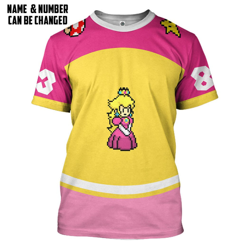  Princess Peach Sports Custom Name Custom Number Hoodie Tshirt Apparel