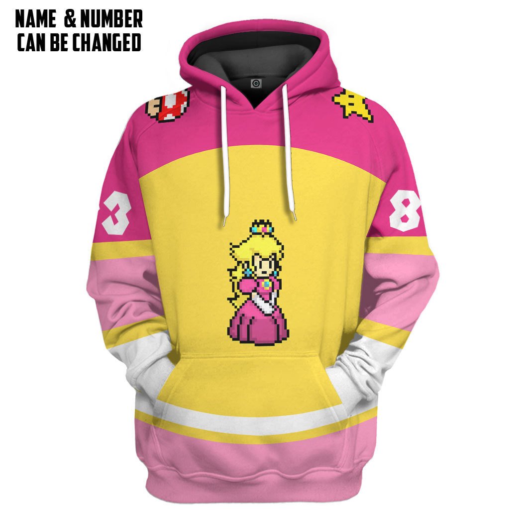  Princess Peach Sports Custom Name Custom Number Hoodie Tshirt Apparel