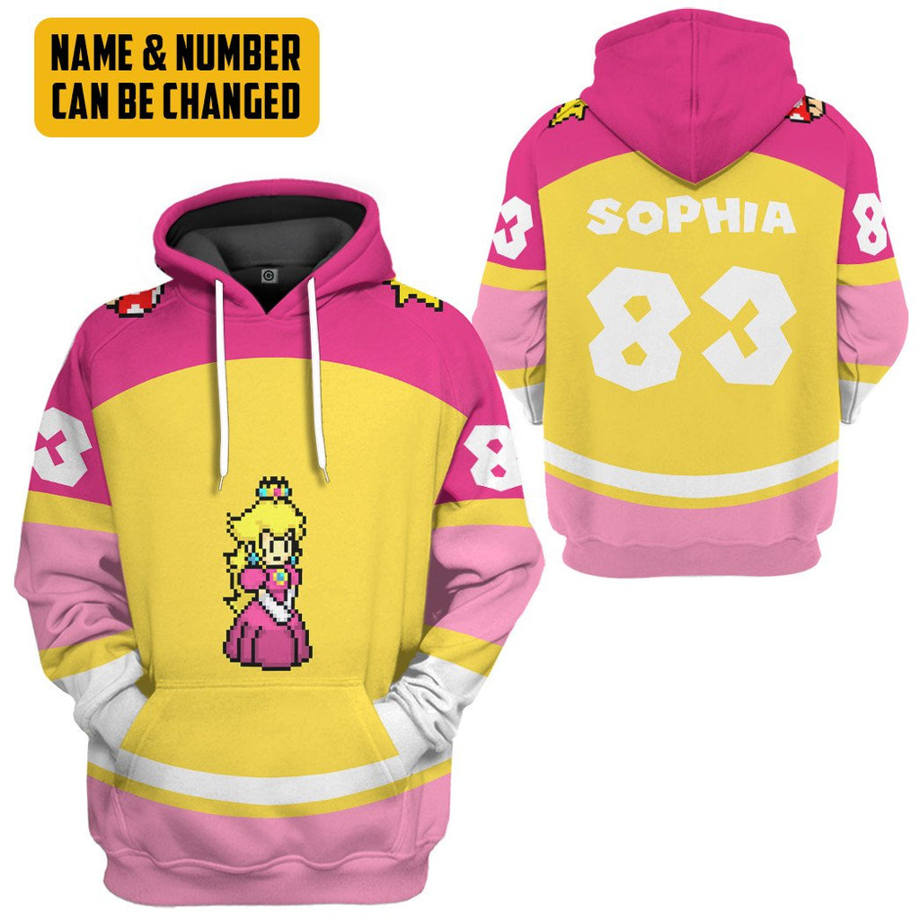  Princess Peach Sports Custom Name Custom Number Hoodie Tshirt Apparel