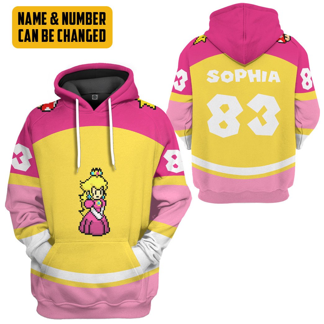  Princess Peach Sports Custom Name Custom Number Hoodie Tshirt Apparel