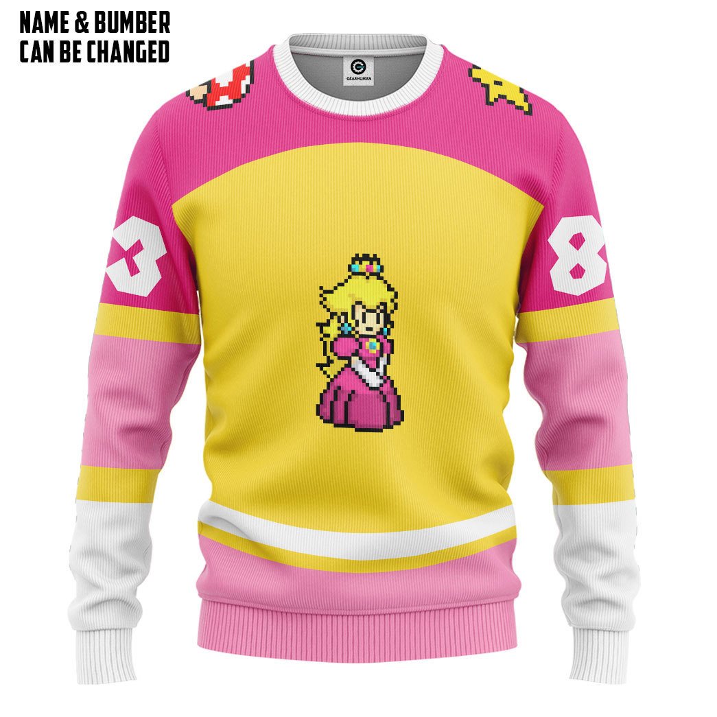  Princess Peach Sports Custom Name Custom Number Hoodie Tshirt Apparel