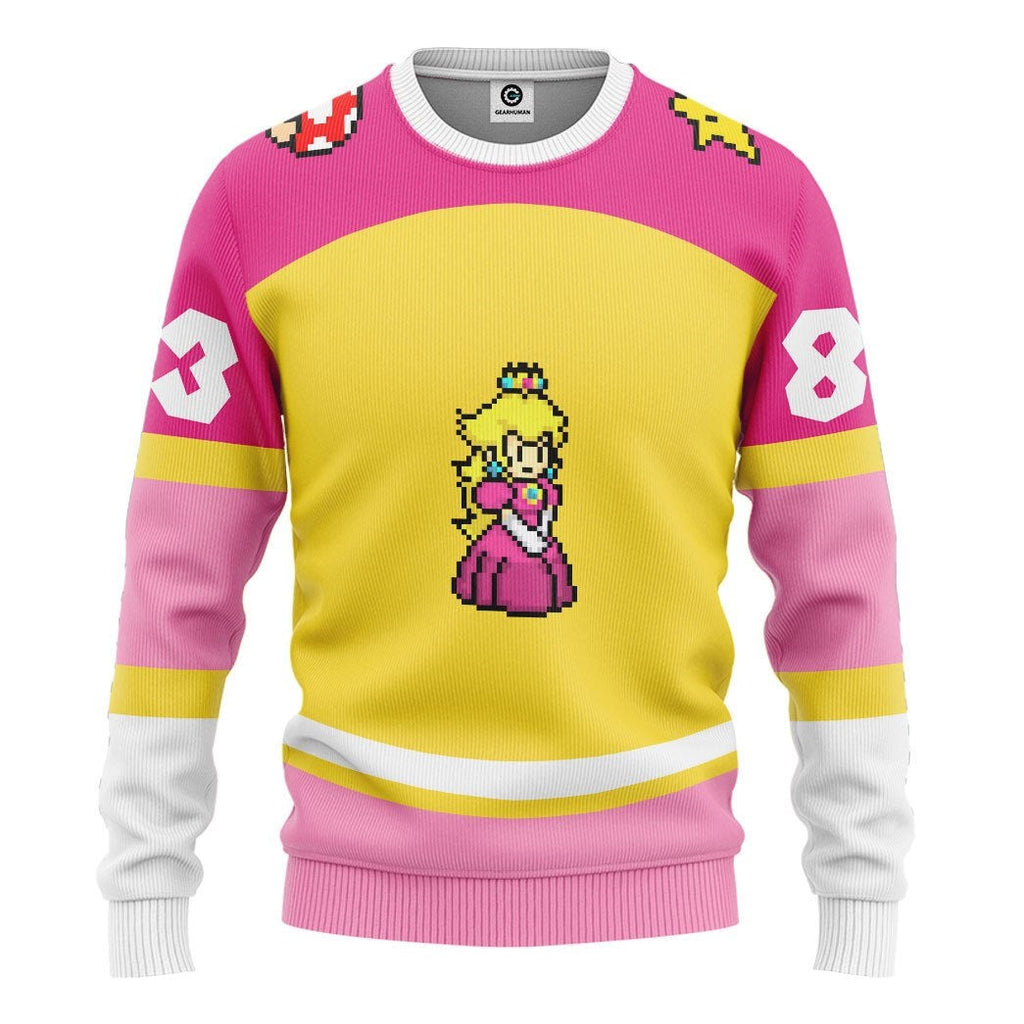  Princess Peach Sports Custom Name Custom Number Hoodie Tshirt Apparel