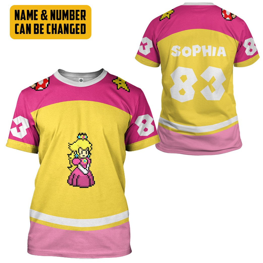  Princess Peach Sports Custom Name Custom Number Hoodie Tshirt Apparel