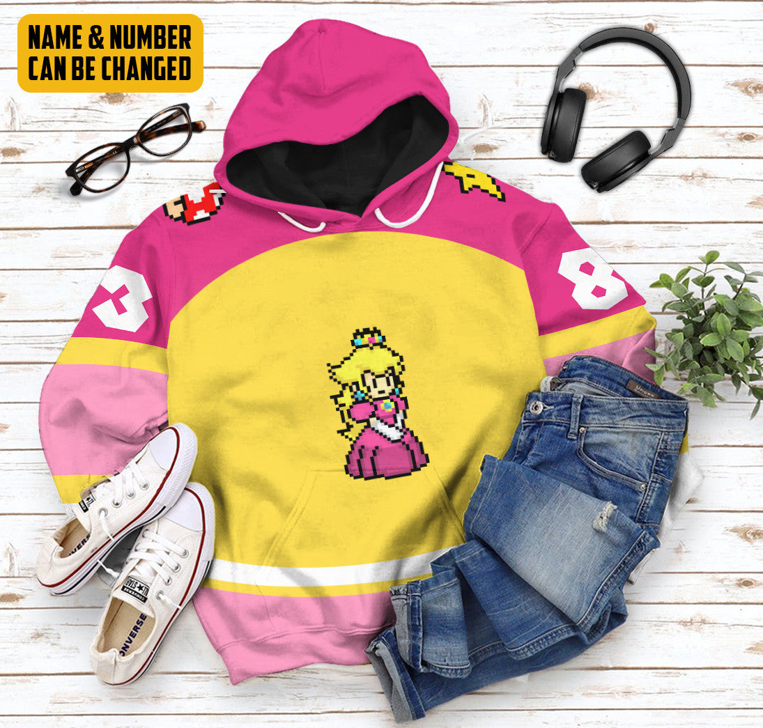  Princess Peach Sports Custom Name Custom Number Hoodie Tshirt Apparel