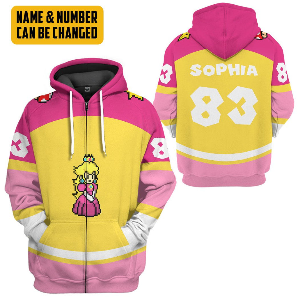  Princess Peach Sports Custom Name Custom Number Hoodie Tshirt Apparel