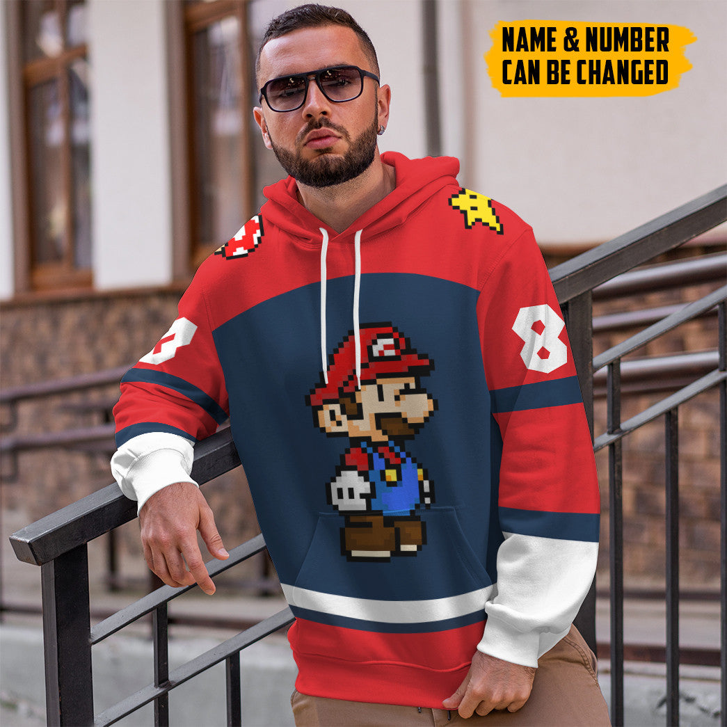  Mario Sports Custom Name Custom Number Hoodie Tshirt Apparel