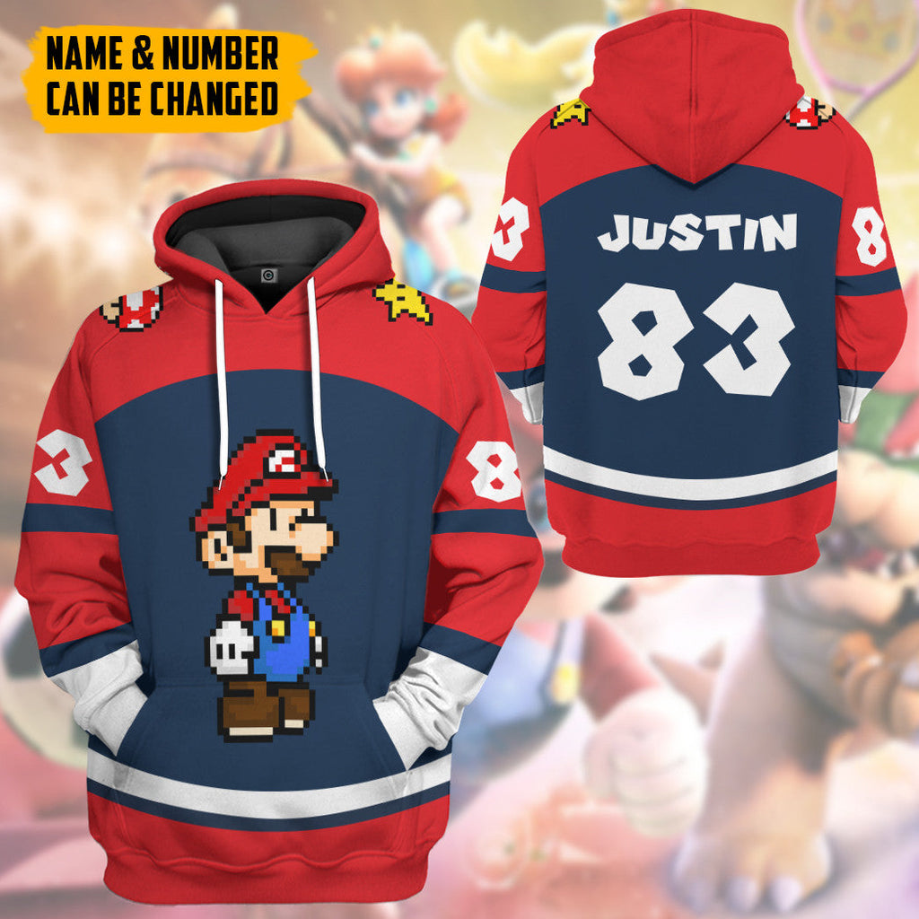  Mario Sports Custom Name Custom Number Hoodie Tshirt Apparel