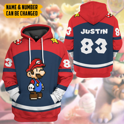  Mario Sports Custom Name Custom Number Hoodie Tshirt Apparel