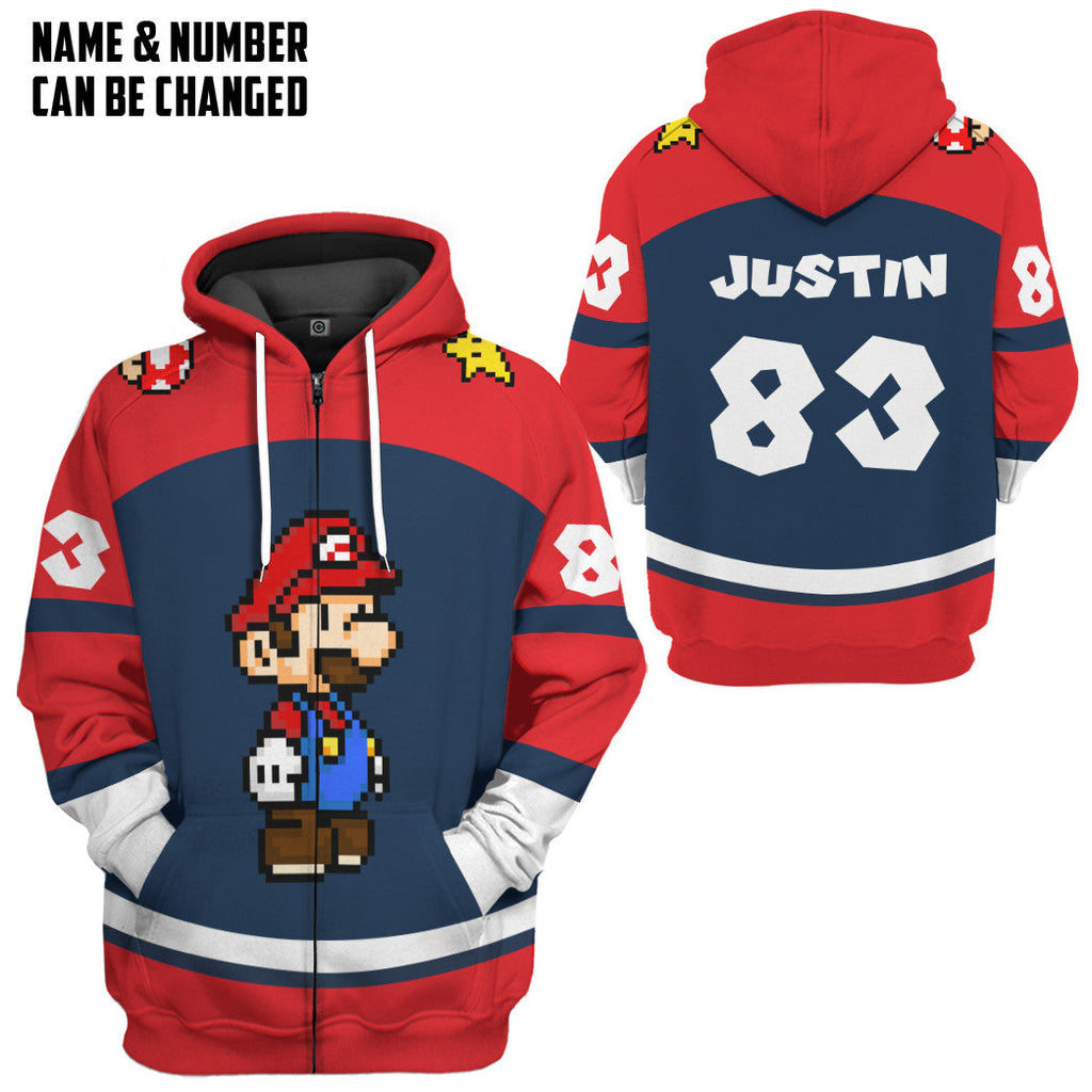  Mario Sports Custom Name Custom Number Hoodie Tshirt Apparel