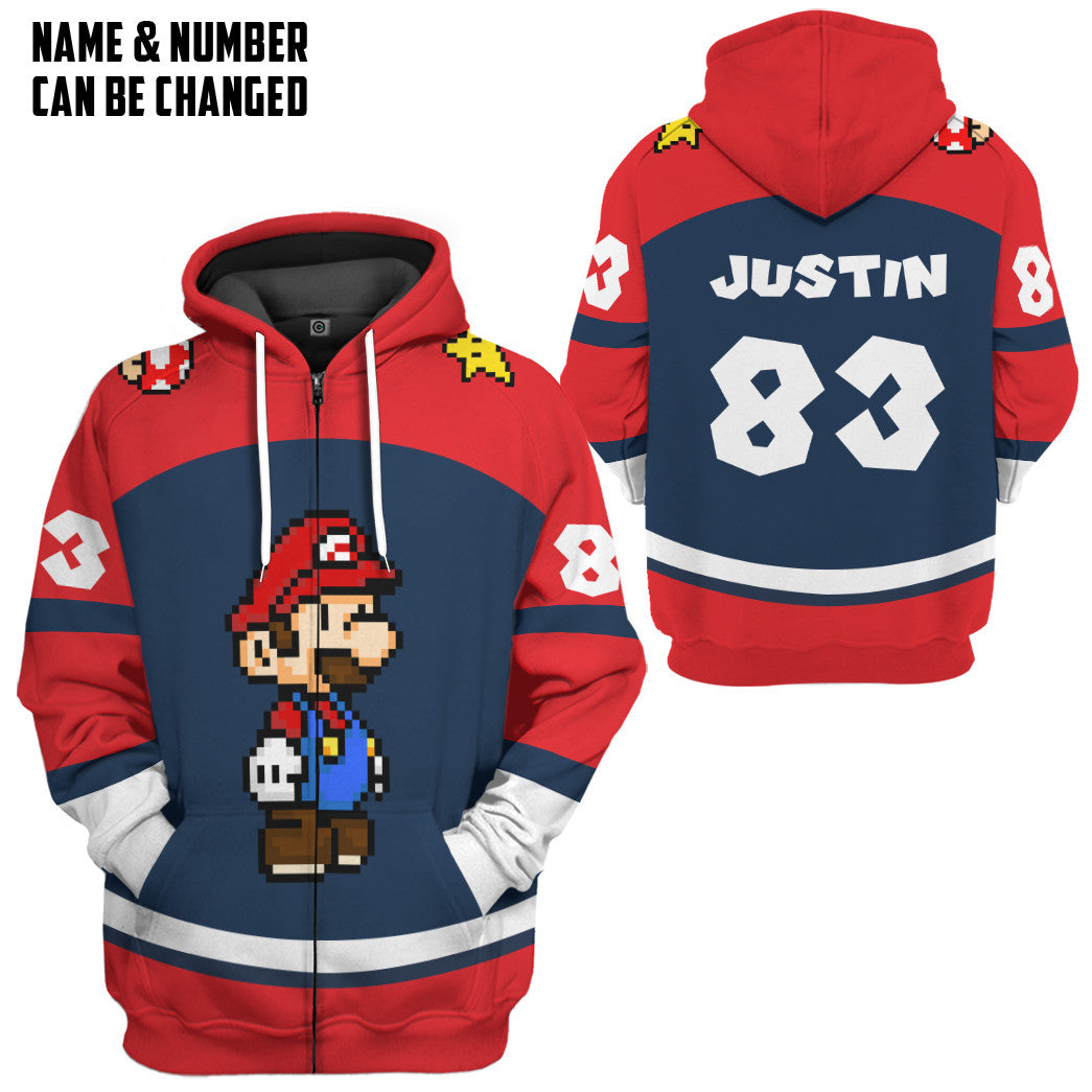  Mario Sports Custom Name Custom Number Hoodie Tshirt Apparel