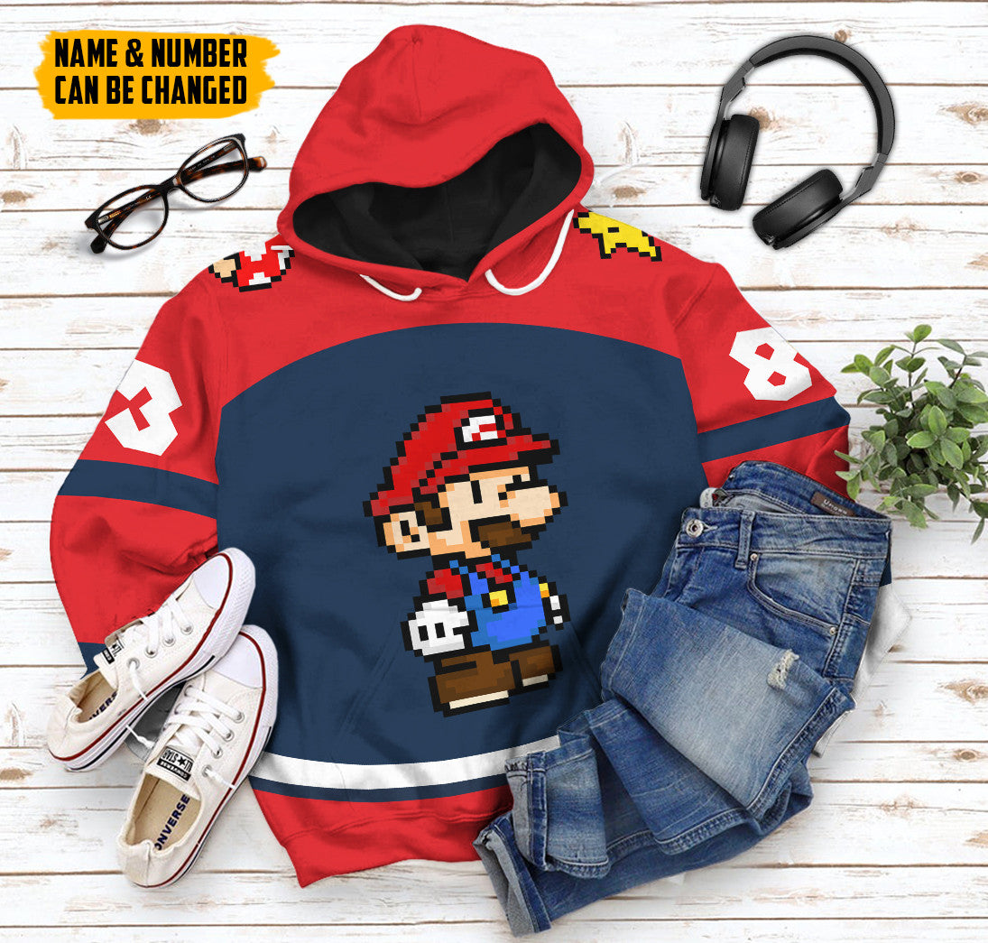  Mario Sports Custom Name Custom Number Hoodie Tshirt Apparel