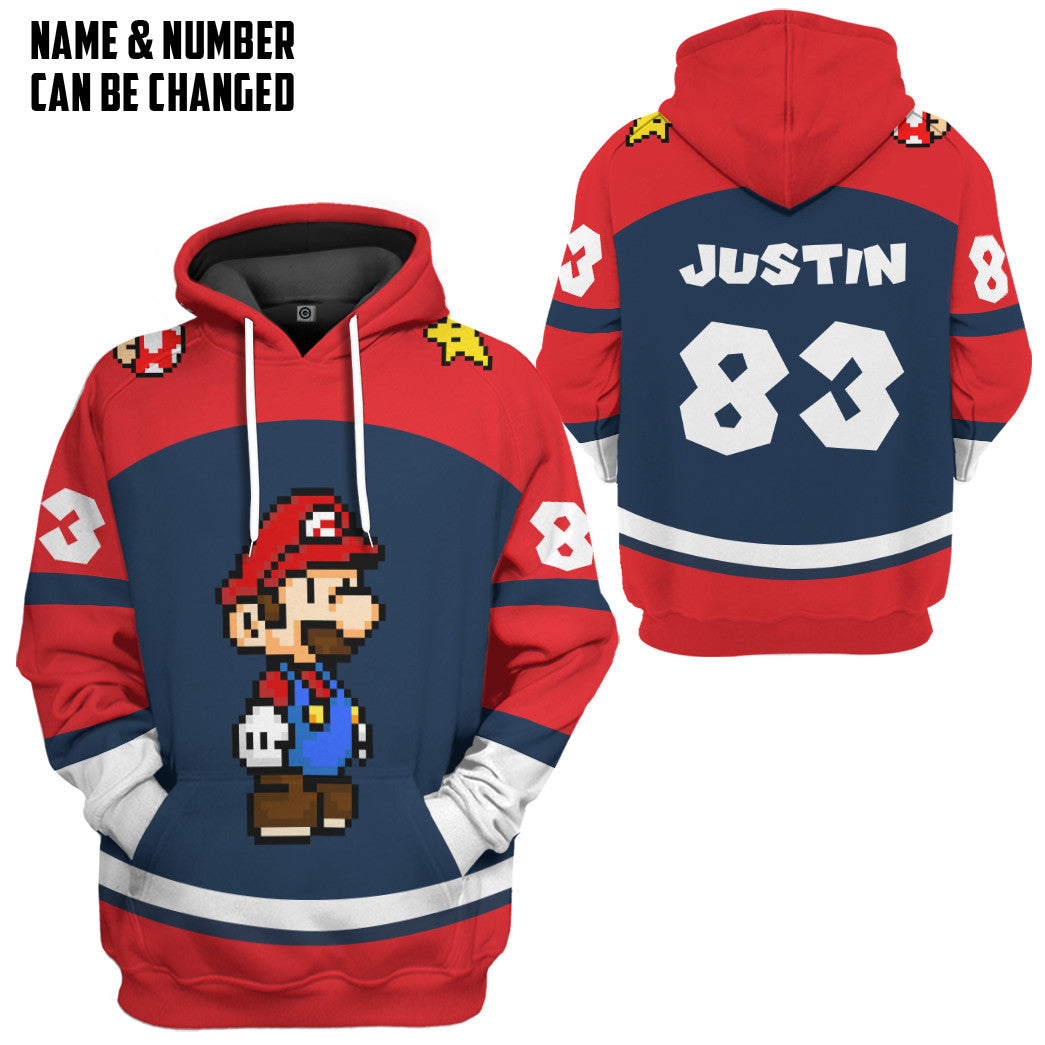  Mario Sports Custom Name Custom Number Hoodie Tshirt Apparel