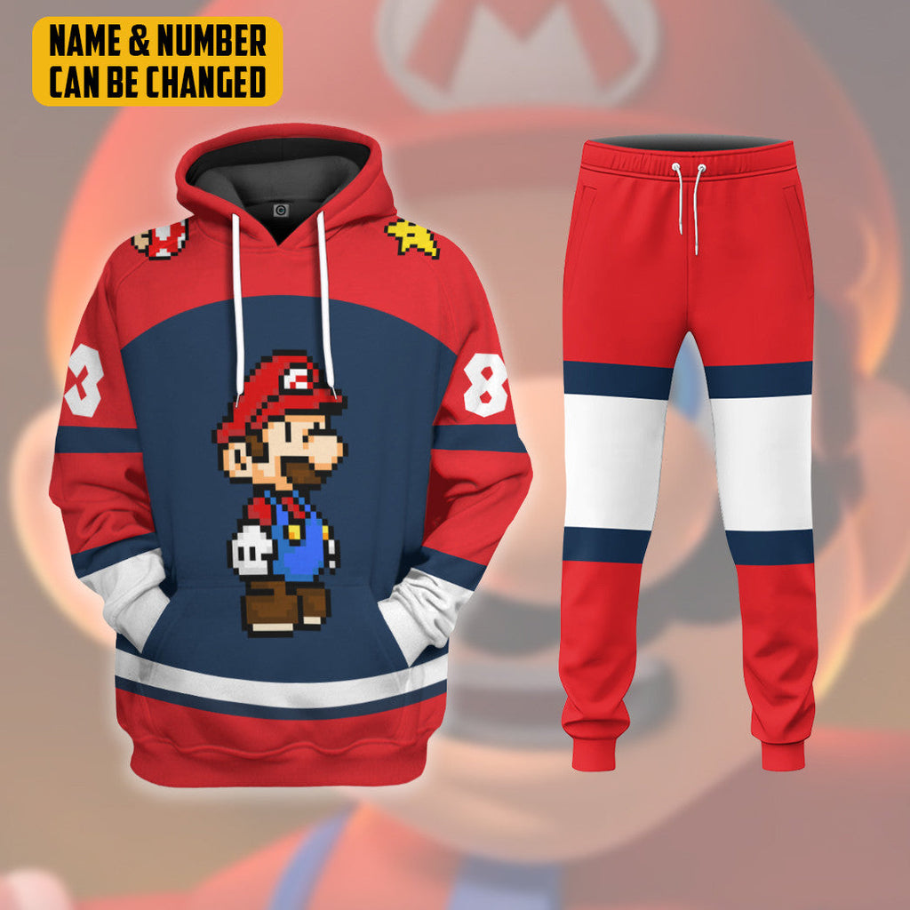  Mario Sports Custom Name Custom Number Hoodie Tshirt Apparel