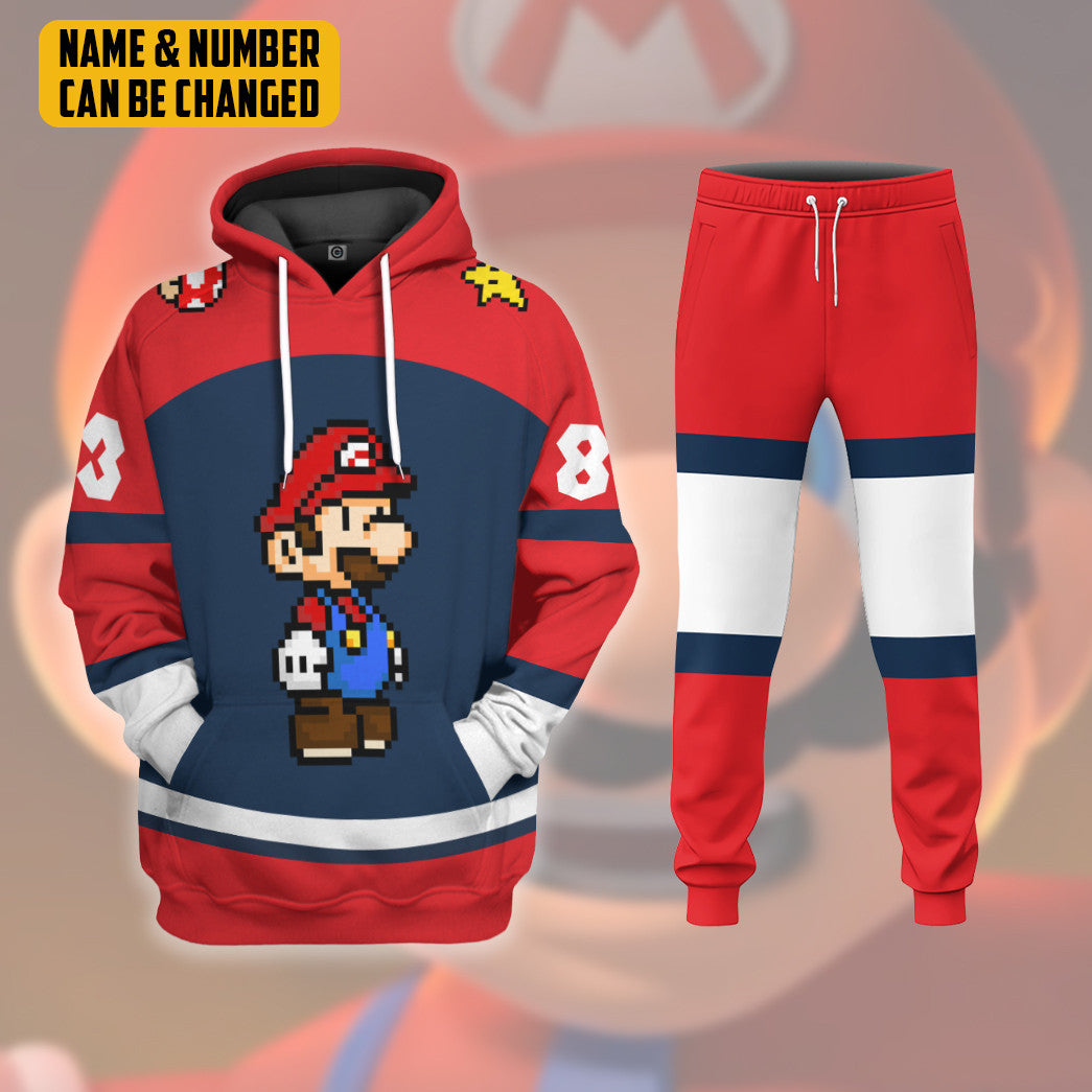  Mario Sports Custom Name Custom Number Hoodie Tshirt Apparel