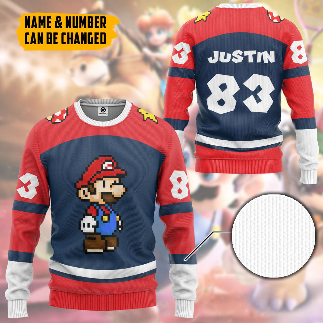  Mario Sports Custom Name Custom Number Hoodie Tshirt Apparel