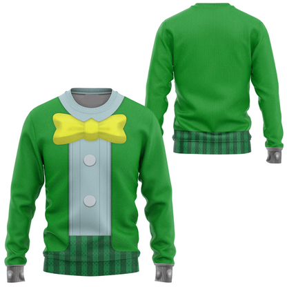 Super Mario Costume Hoodie Game Character Topper Costume T-Shirt Green Unisex Adults - Trendy Gift For Men & Women