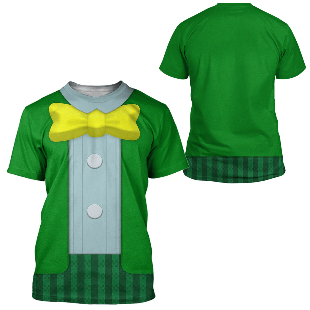 Super Mario Costume Hoodie Game Character Topper Costume T-Shirt Green Unisex Adults - Trendy Gift For Men & Women