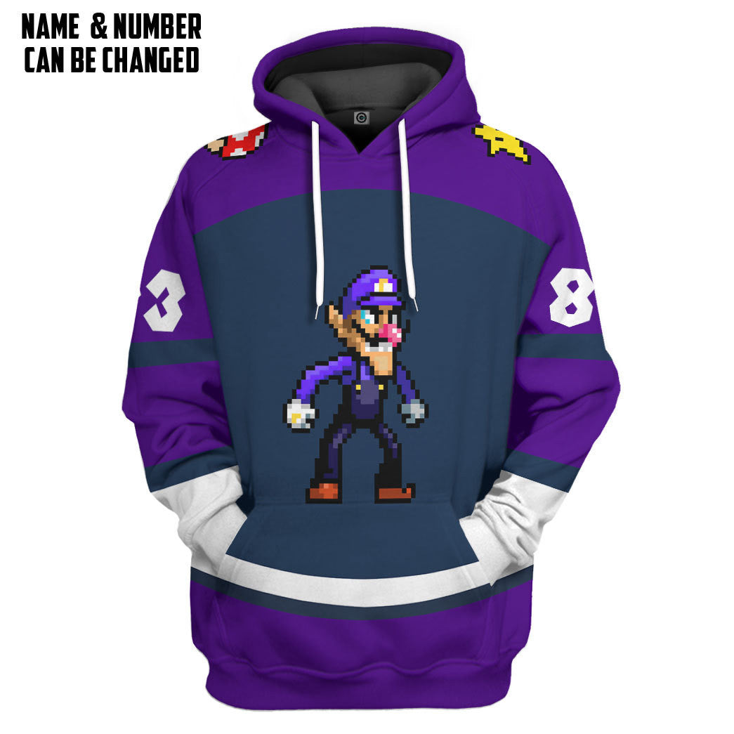  Waluigi Sports Custom Name Custom Number Hoodie Tshirt Apparel