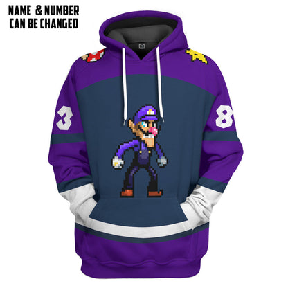  Waluigi Sports Custom Name Custom Number Hoodie Tshirt Apparel