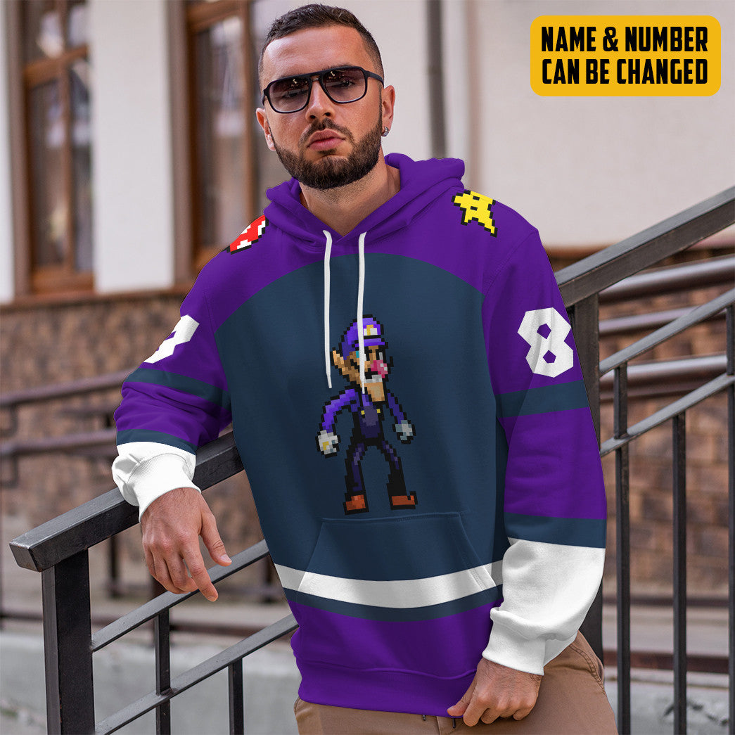  Waluigi Sports Custom Name Custom Number Hoodie Tshirt Apparel