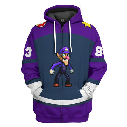  Waluigi Sports Custom Name Custom Number Hoodie Tshirt Apparel