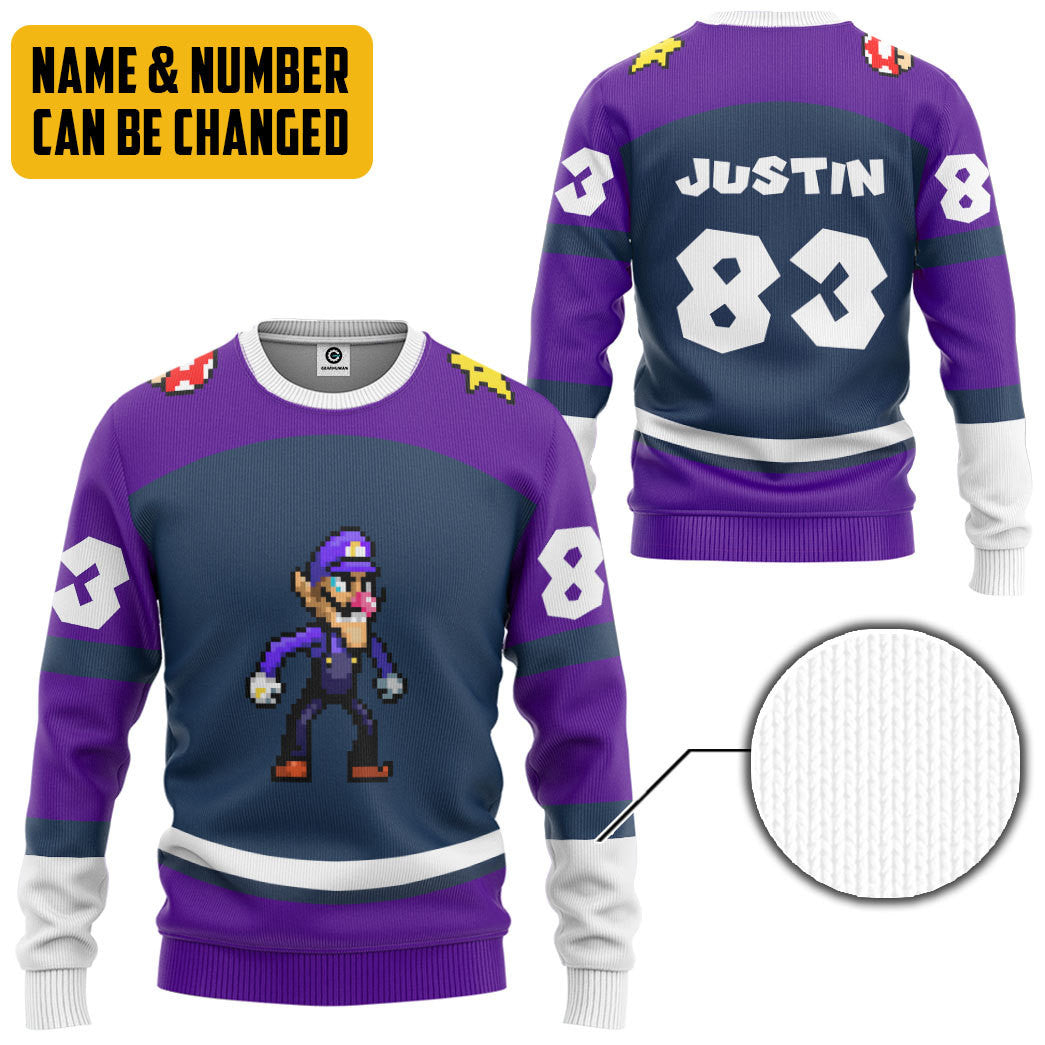  Waluigi Sports Custom Name Custom Number Hoodie Tshirt Apparel