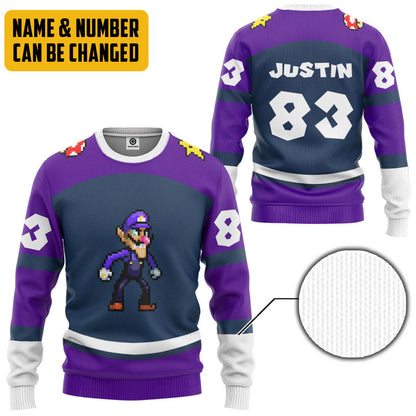  Waluigi Sports Custom Name Custom Number Hoodie Tshirt Apparel