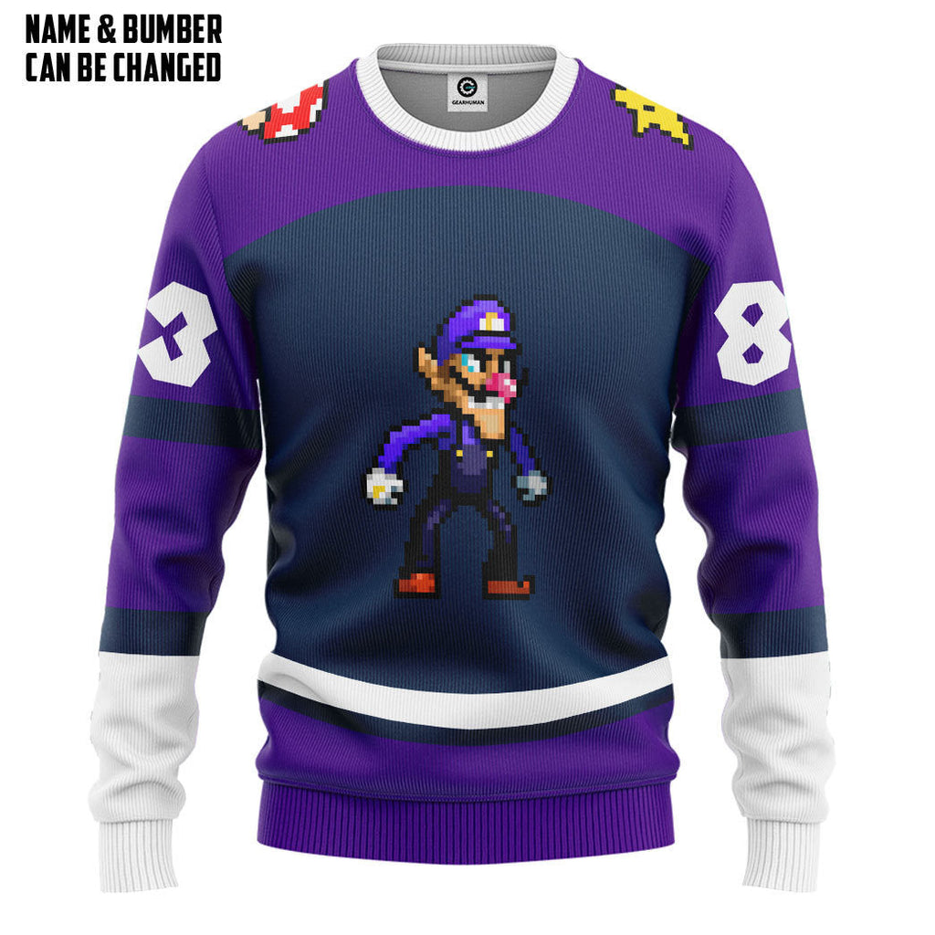  Waluigi Sports Custom Name Custom Number Hoodie Tshirt Apparel