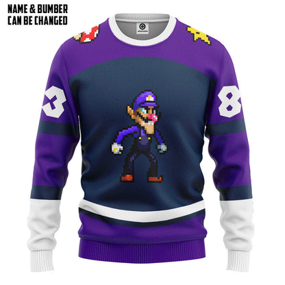  Waluigi Sports Custom Name Custom Number Hoodie Tshirt Apparel