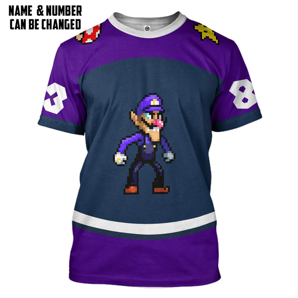  Waluigi Sports Custom Name Custom Number Hoodie Tshirt Apparel