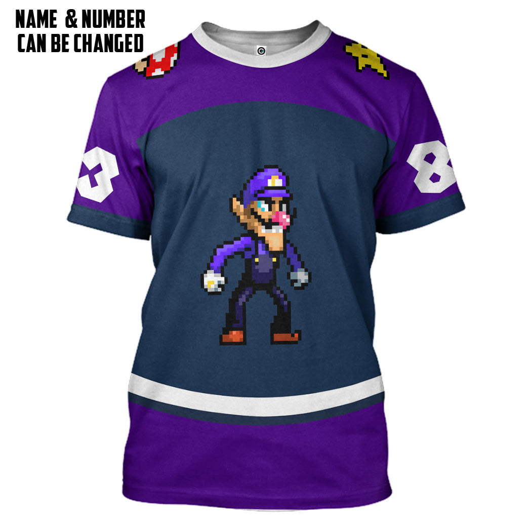  Waluigi Sports Custom Name Custom Number Hoodie Tshirt Apparel