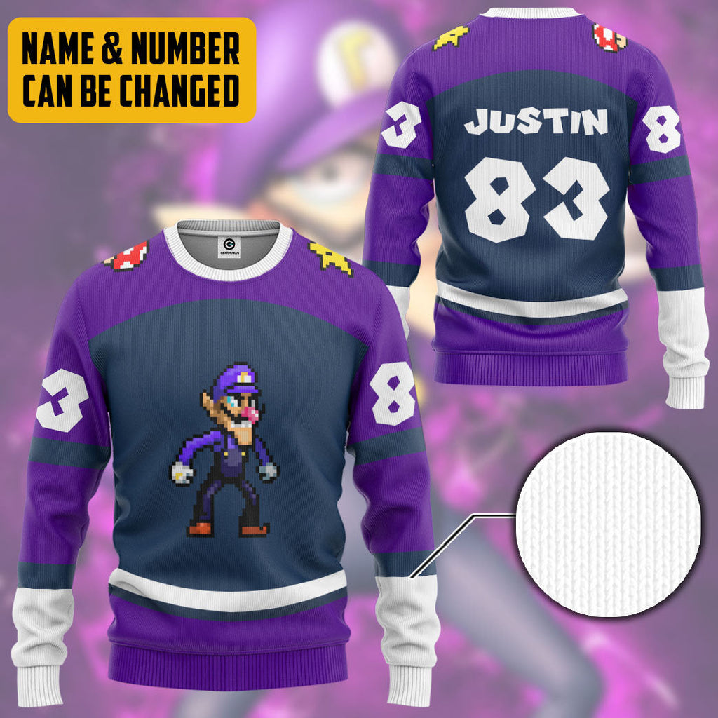  Waluigi Sports Custom Name Custom Number Hoodie Tshirt Apparel