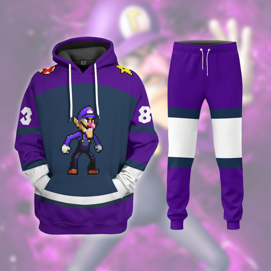  Waluigi Sports Custom Name Custom Number Hoodie Tshirt Apparel