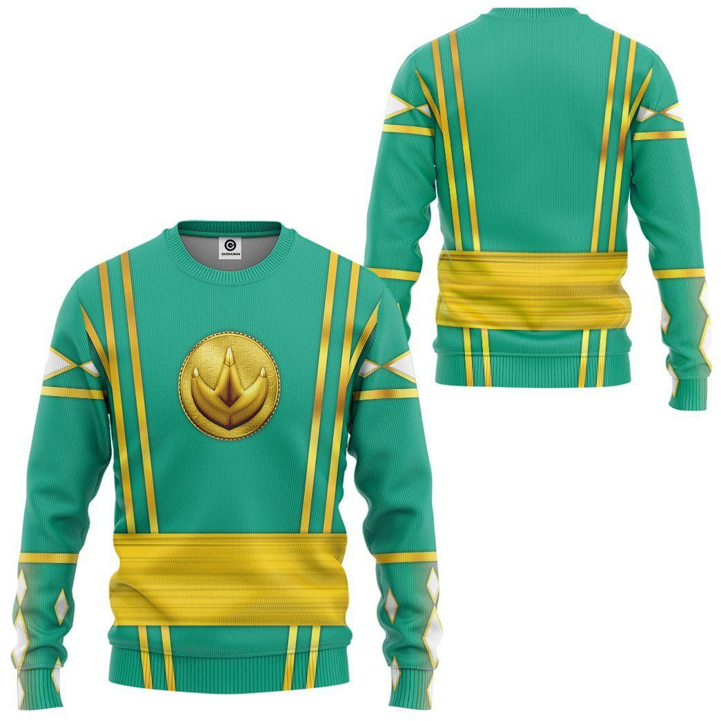 Green Ninja Mighty Morphin Power Rangers - Cosplay Costume Hoodie QT209435